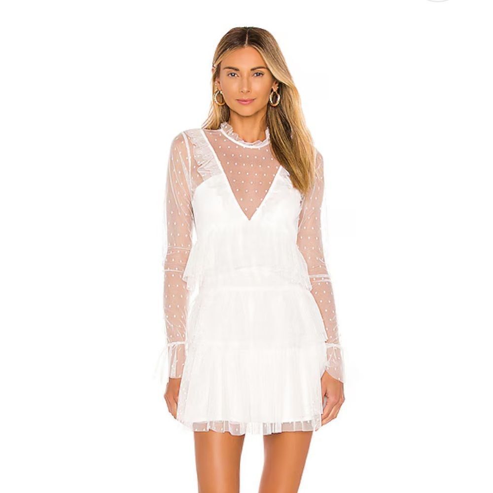 Tularosa Blue Moon White Lace Frilly mini dress Victorian Revolve Sz M NWT